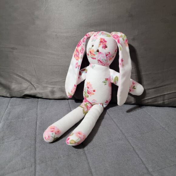 Albetta Plush Lot Pink White Floral Bunny Rabbit Knit Rainbow Rattle Floppy - Picture 3 of 10